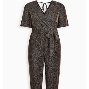 Torrid Surplice Jumpsuit- Glitter Gold Size 3